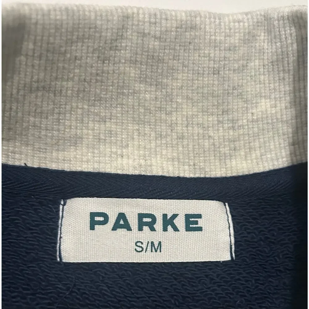 NEW Parke Heritage Back to School 2 Tone Mock. Navy/White w/Gray RIB. Size S/M. - Picture 6 of 10